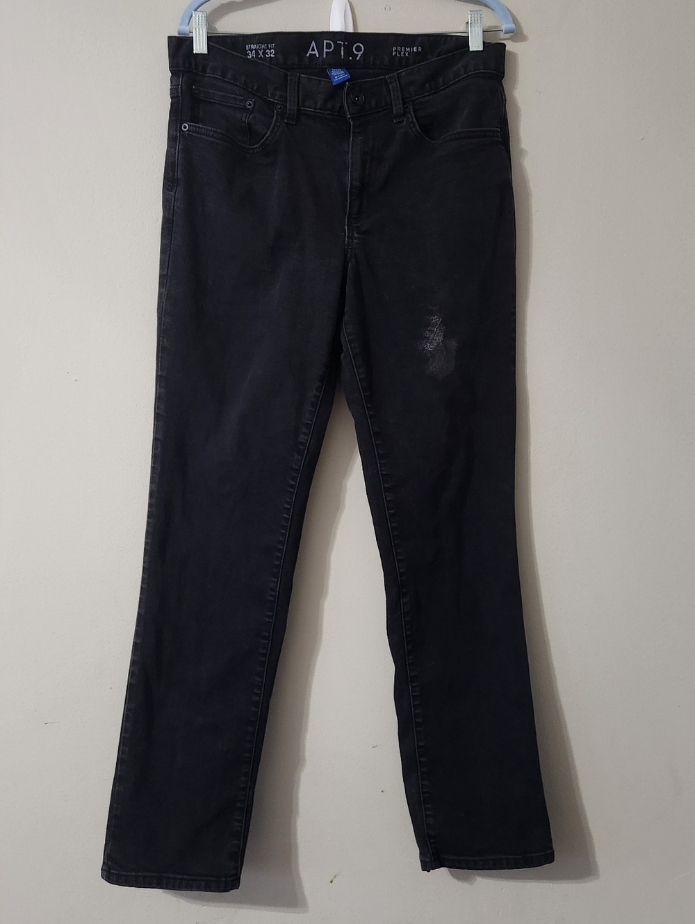 Apt. 9 Black Straight Fit Mens Jeans 34x32 Denim Casual